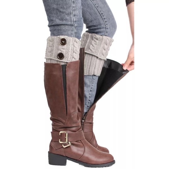 Buttons Boot Cuff Socks Knitted Leg Warmers - Picture 3 of 8